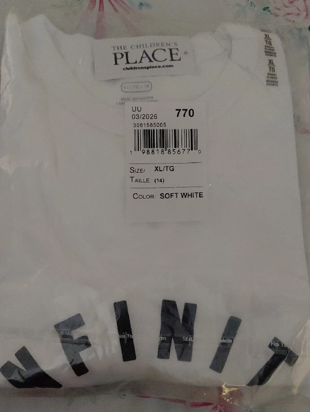 The Children's Place White Tee with Black 